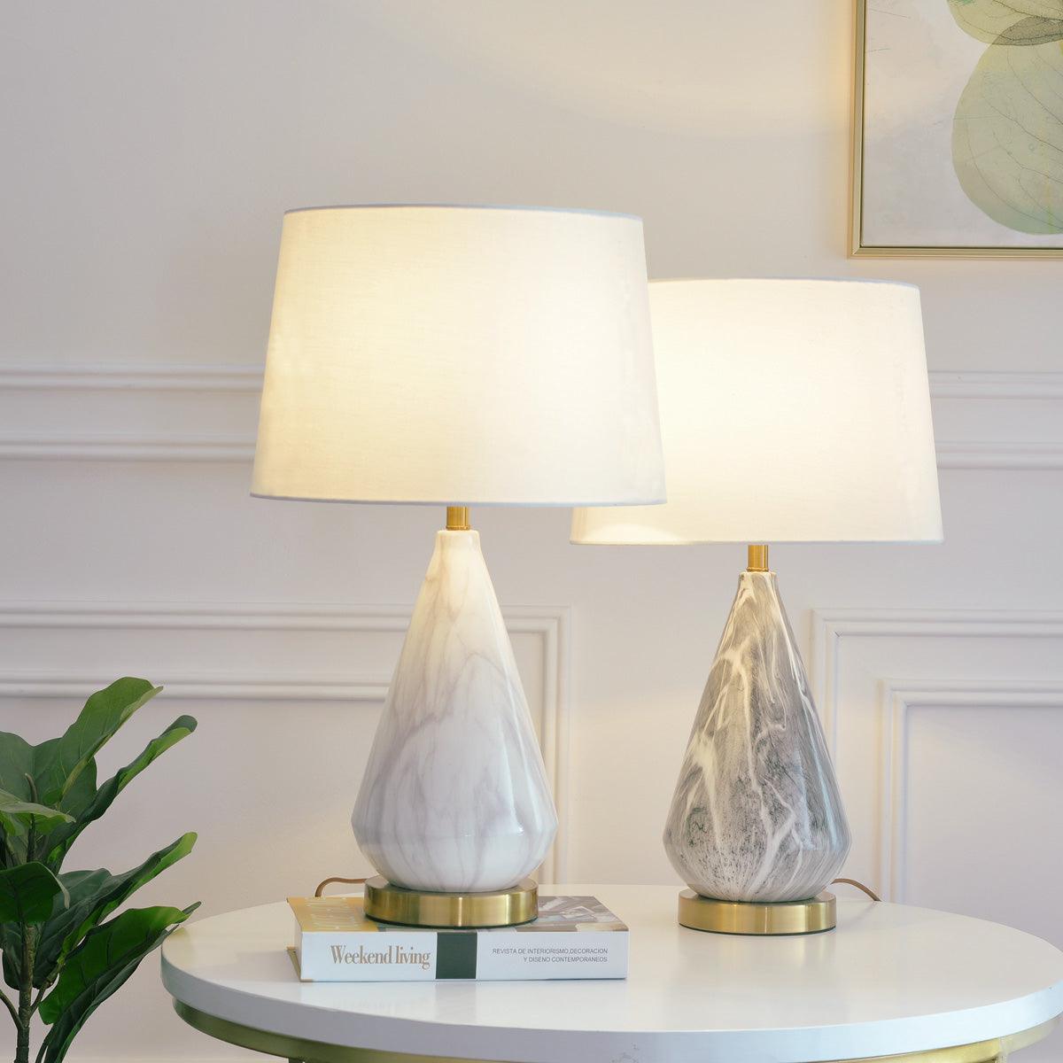 Elysian White & Black Marble Table Lamp