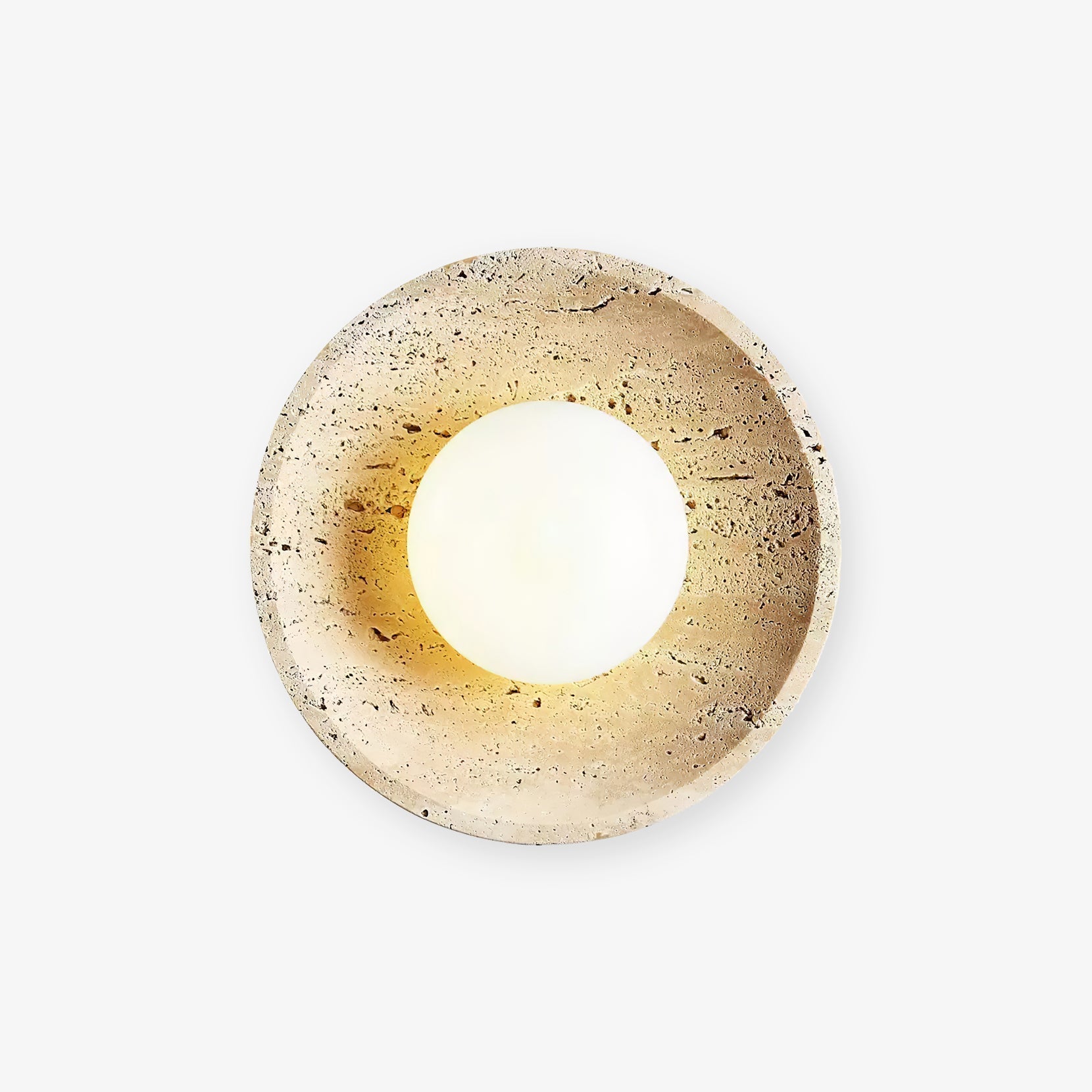 Hylso Ring Shade Travertine Wall Light