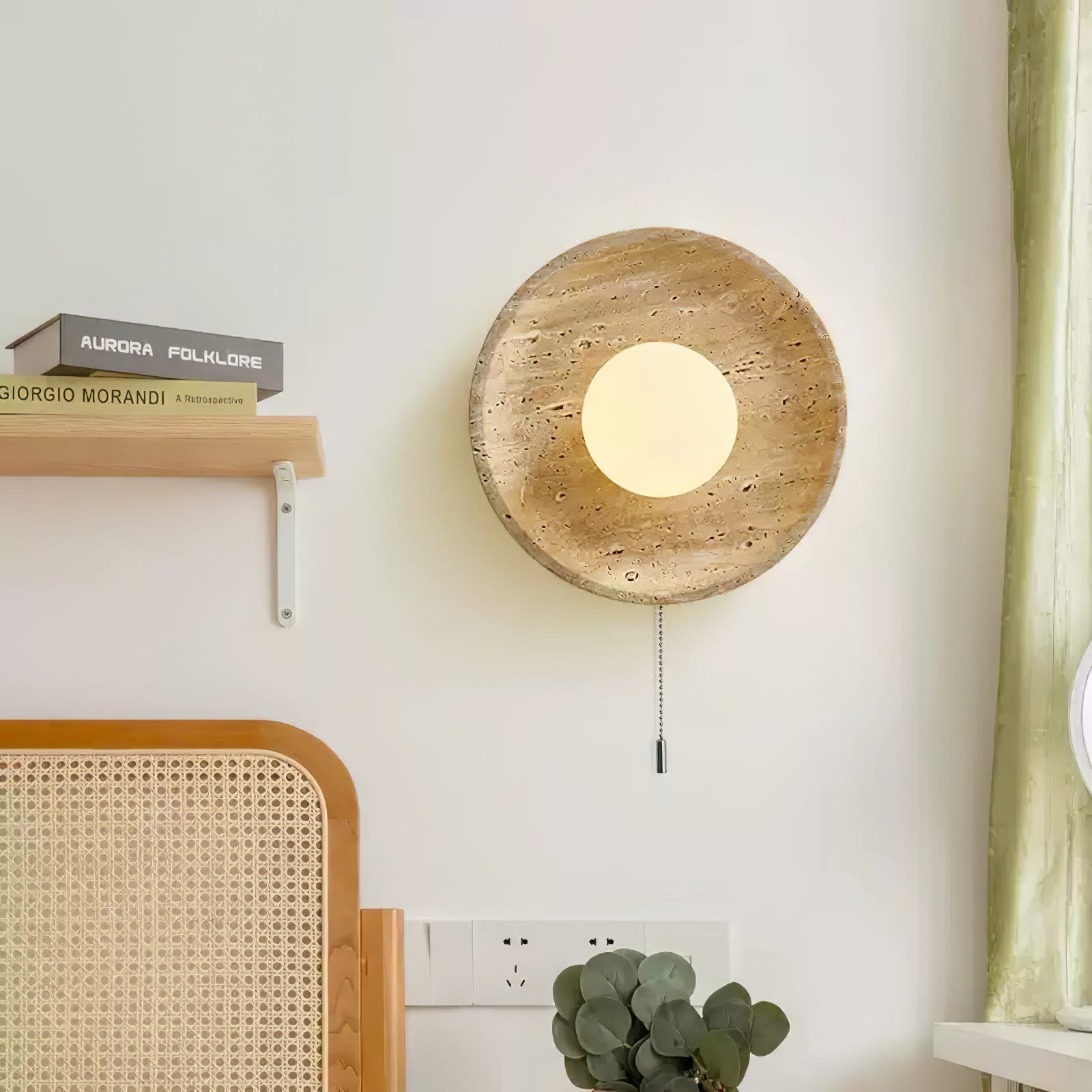 Tavik Bowl-Frame Travertine Wall Light