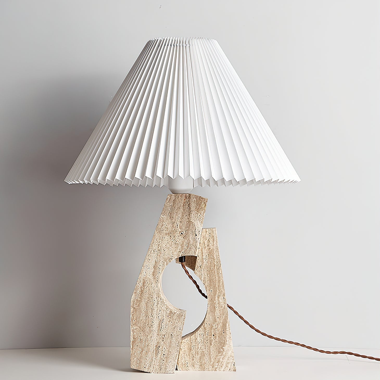 Arvinyra Sculptural Travertine Table Lamp