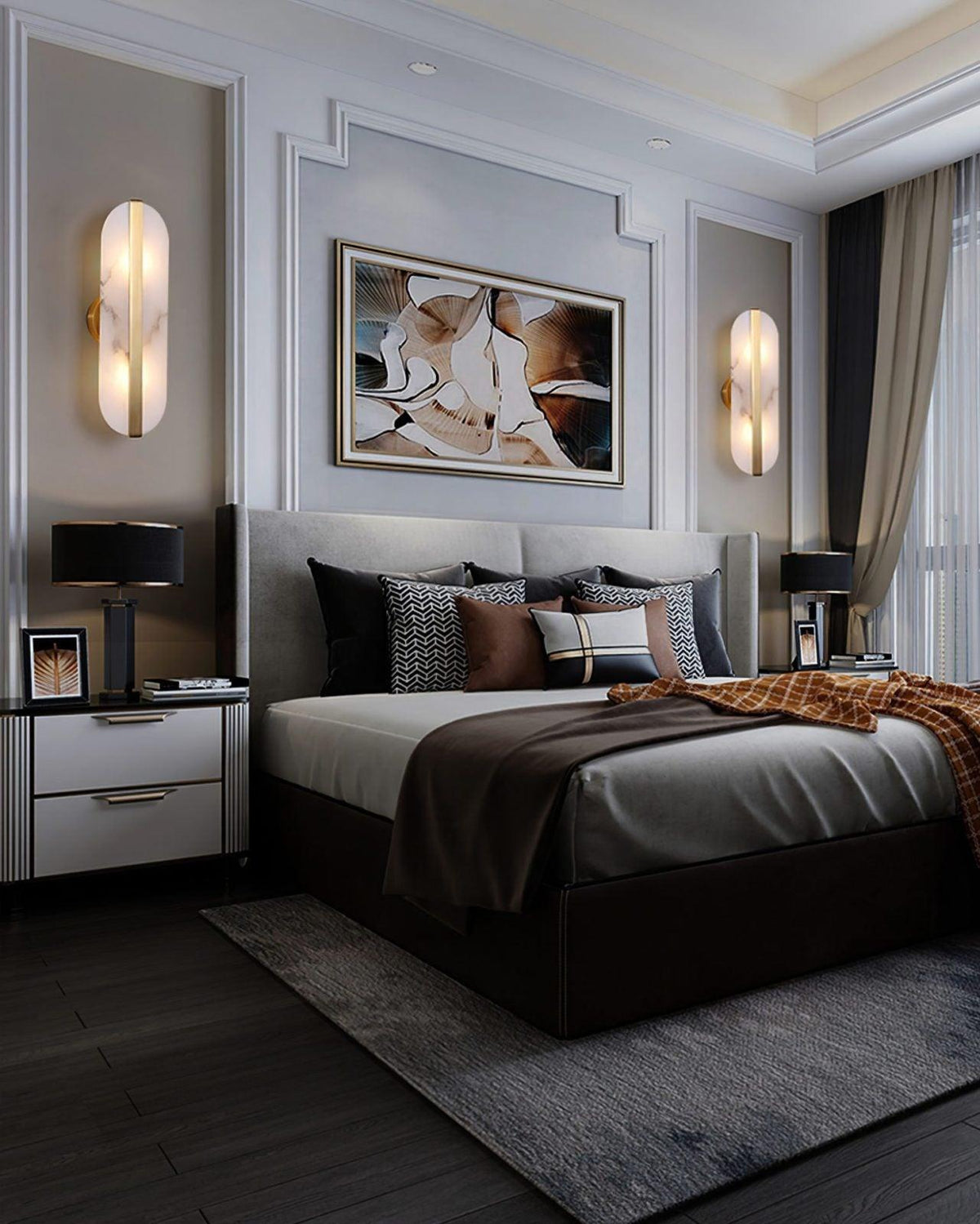 Fioraview Long Ellipse Alabaster Indoor Wall Light