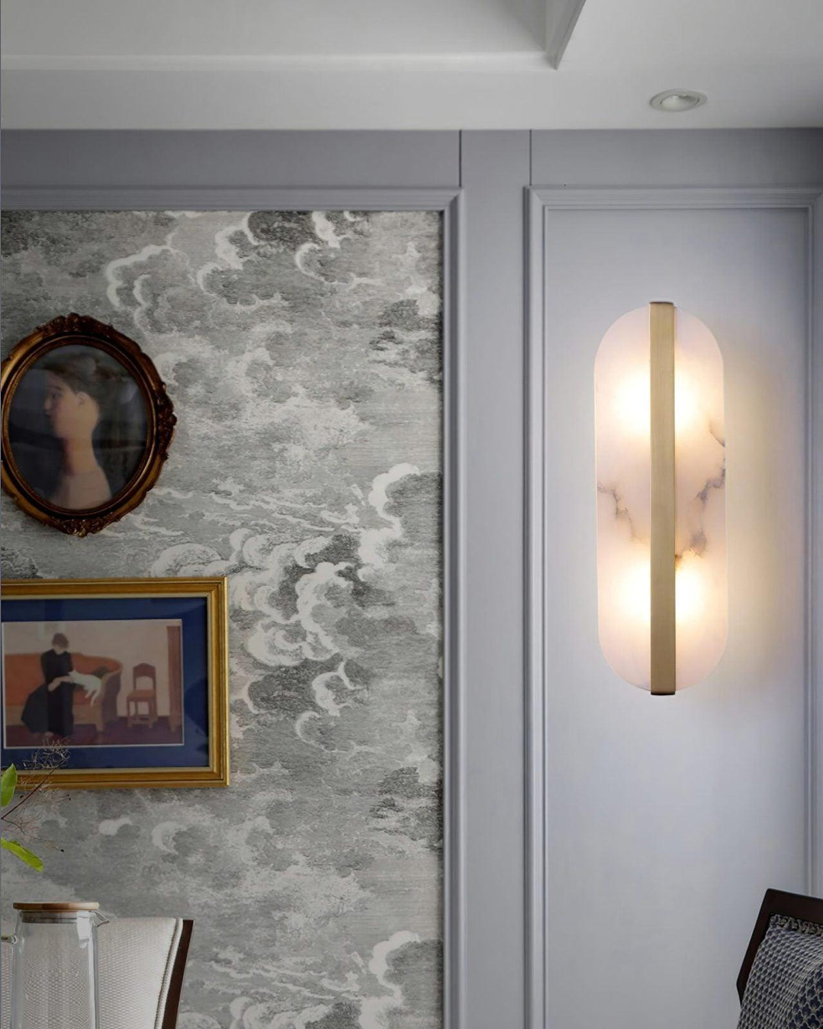 Fioraview Long Ellipse Alabaster Indoor Wall Light
