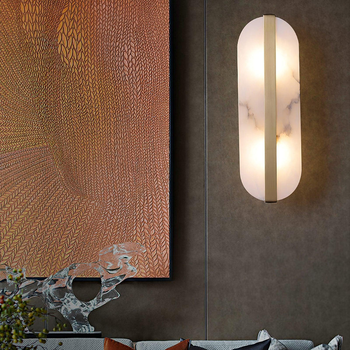 Fioraview Long Ellipse Alabaster Indoor Wall Light