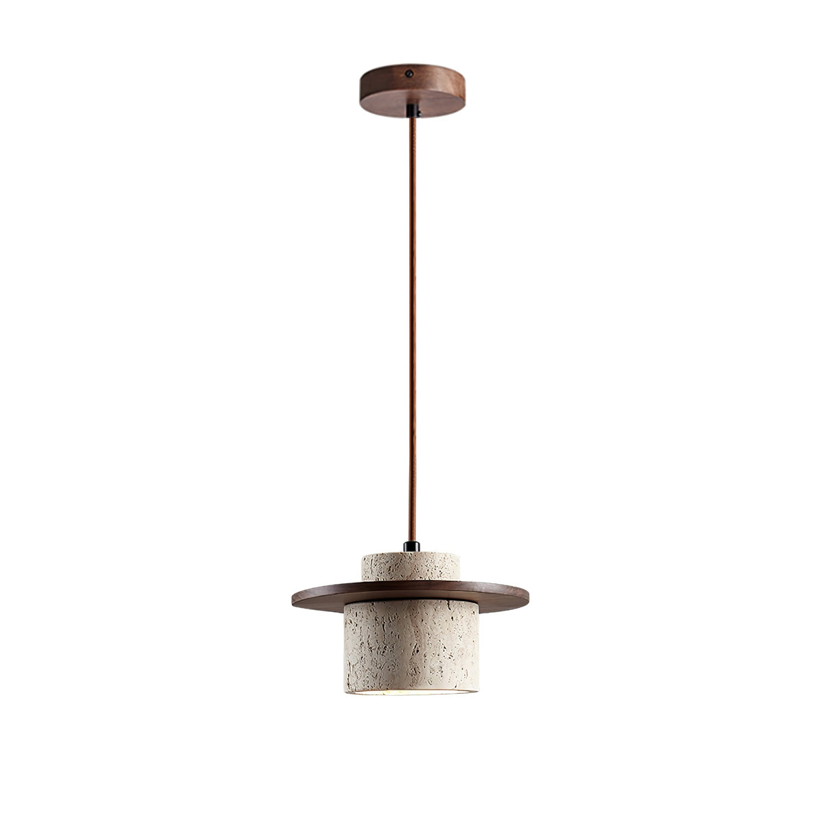 Valerelle Disc Cylinder Travertine Pendant Light