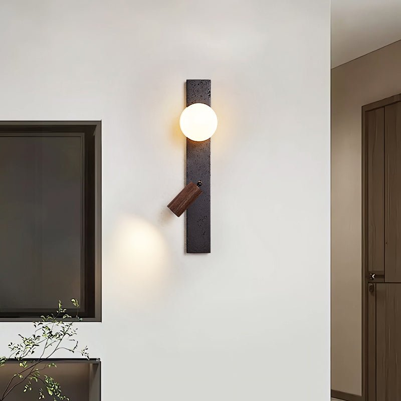 Nirv Beam Black Travertine Modern Wall Lamp