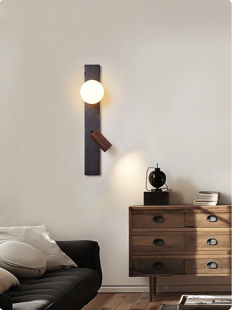 Nirv Beam Black Travertine Modern Wall Lamp