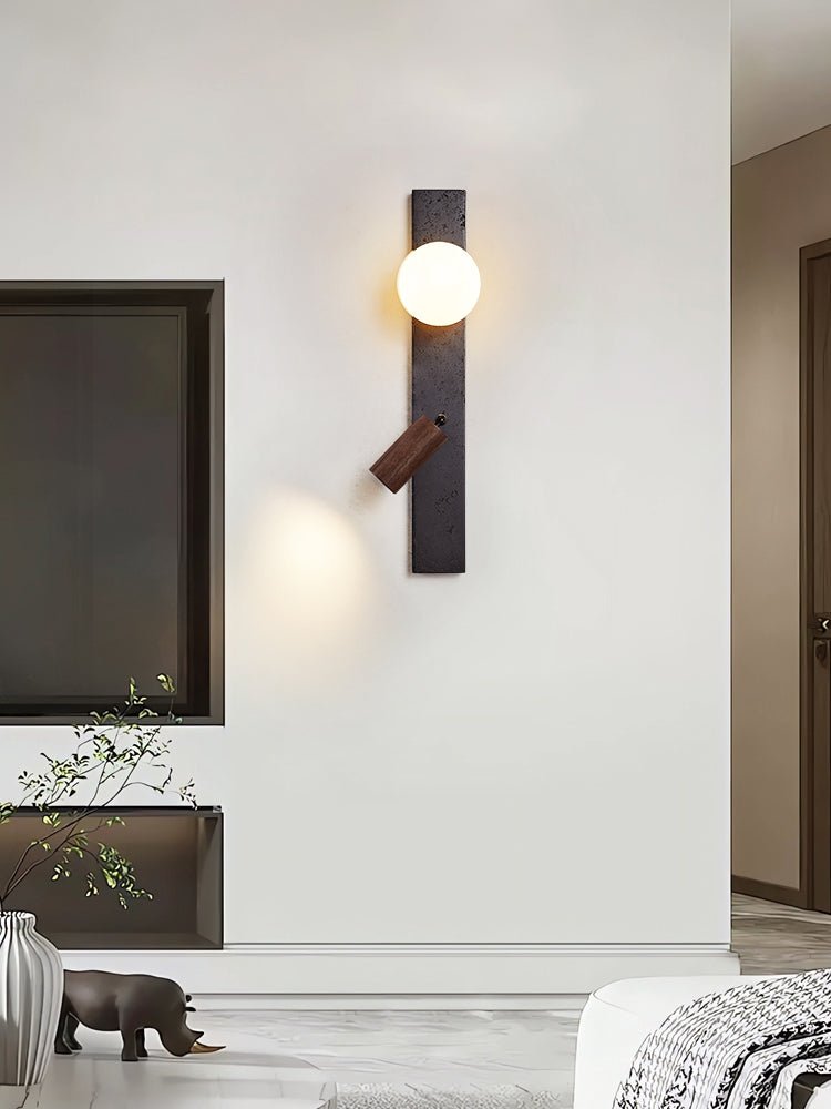 Nirv Beam Black Travertine Modern Wall Lamp