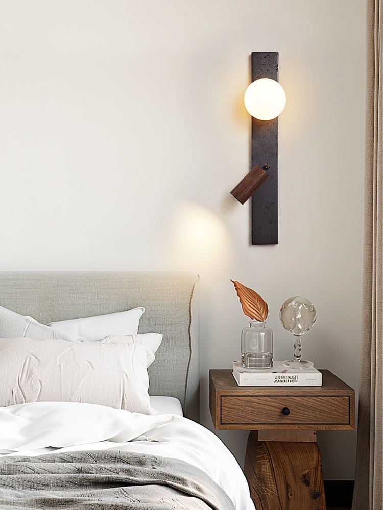 Nirv Beam Black Travertine Modern Wall Lamp