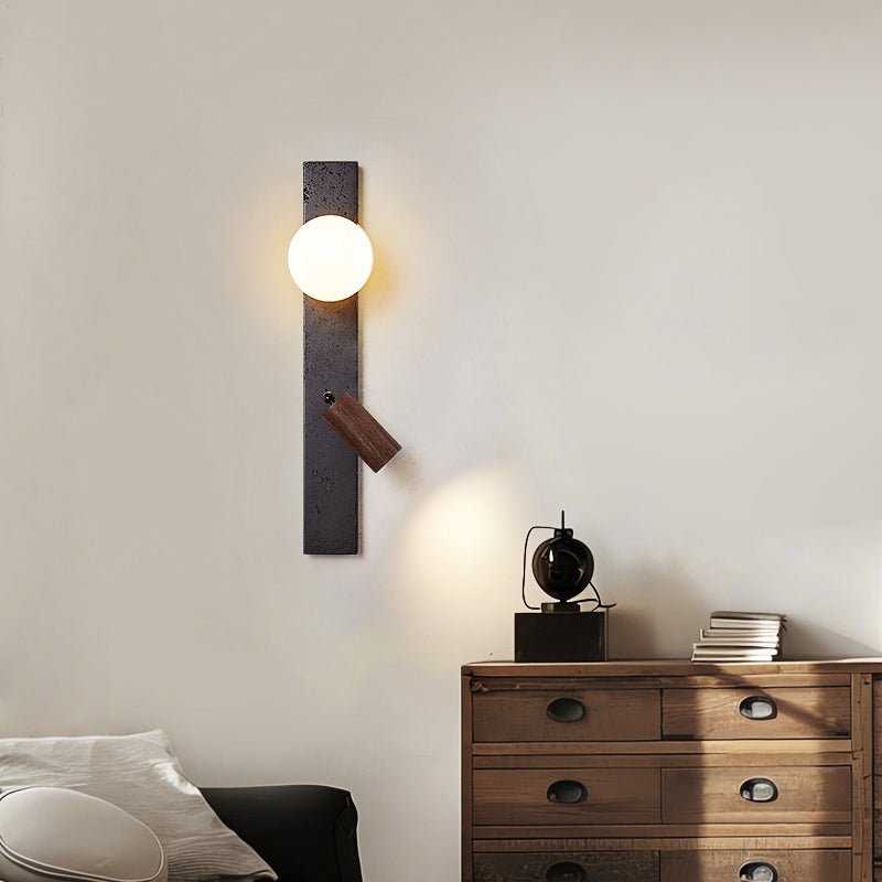 Nirv Beam Black Travertine Modern Wall Lamp