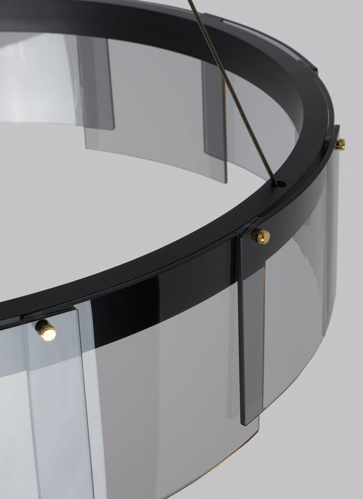 Eireriel Chandelier LED Ring Black Glass Modern