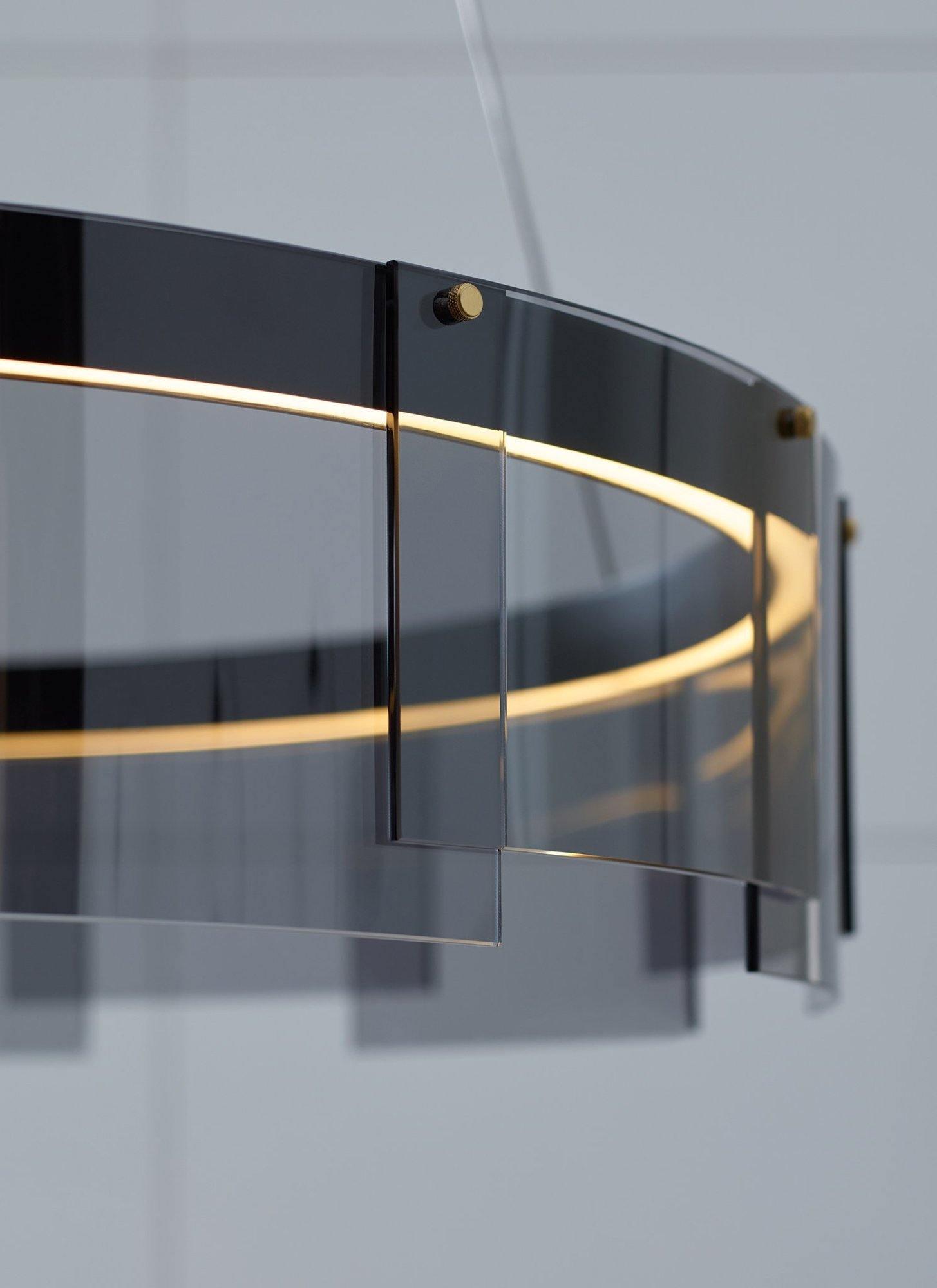 Eireriel Chandelier LED Ring Black Glass Modern