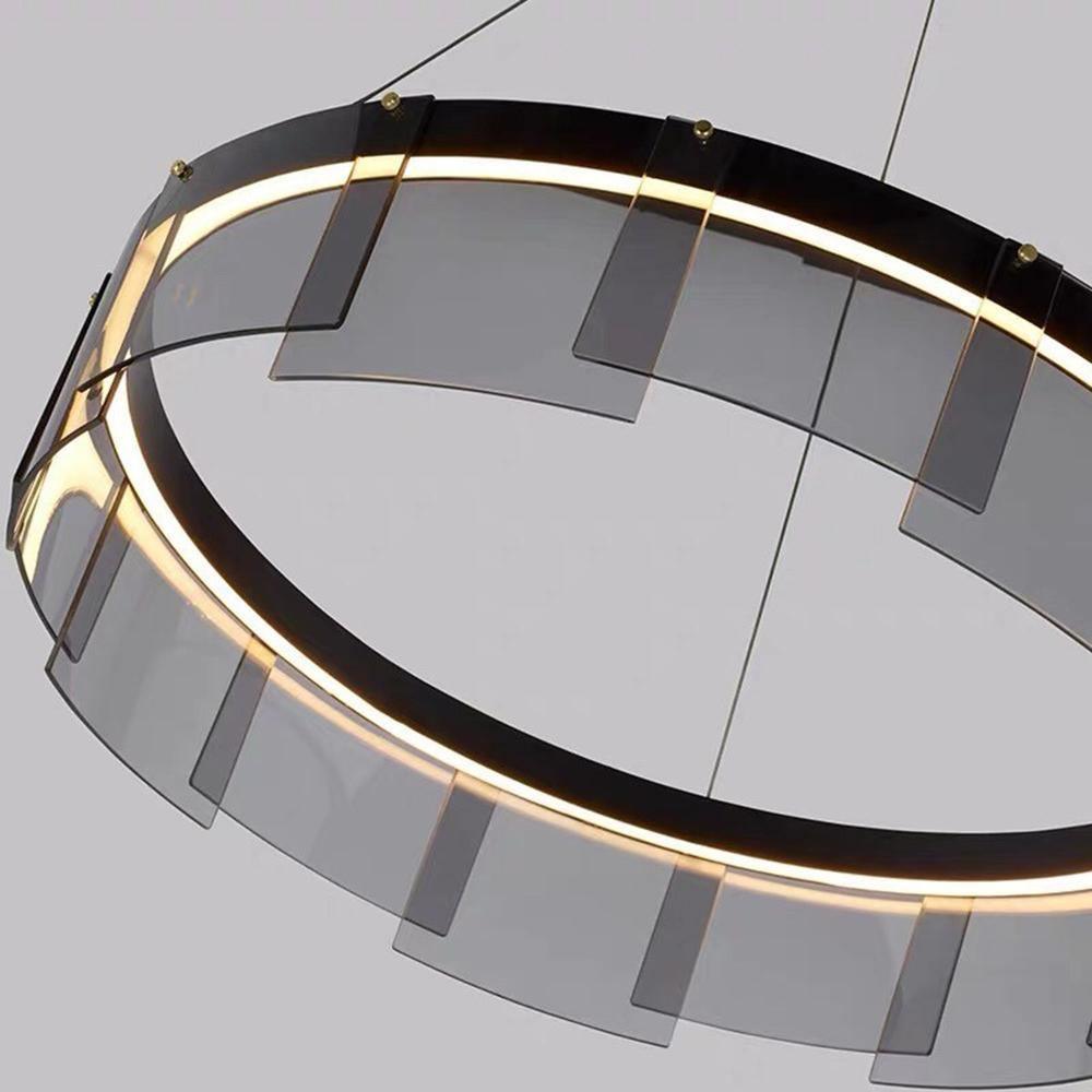 Eireriel Chandelier LED Ring Black Glass Modern