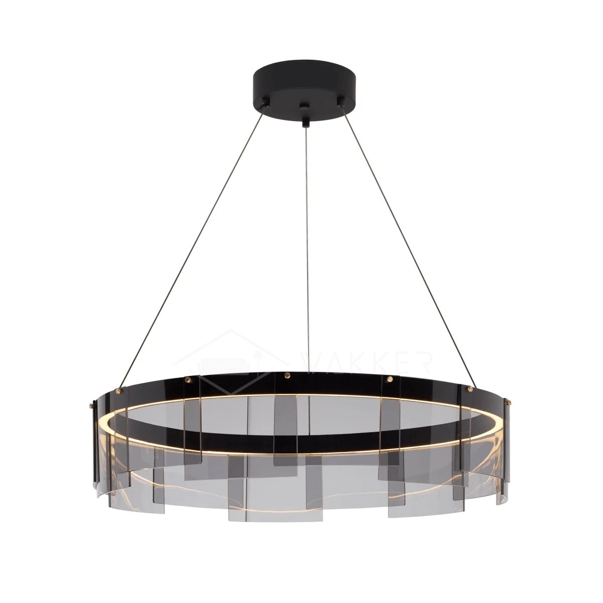 Eireriel Chandelier LED Ring Black Glass Modern