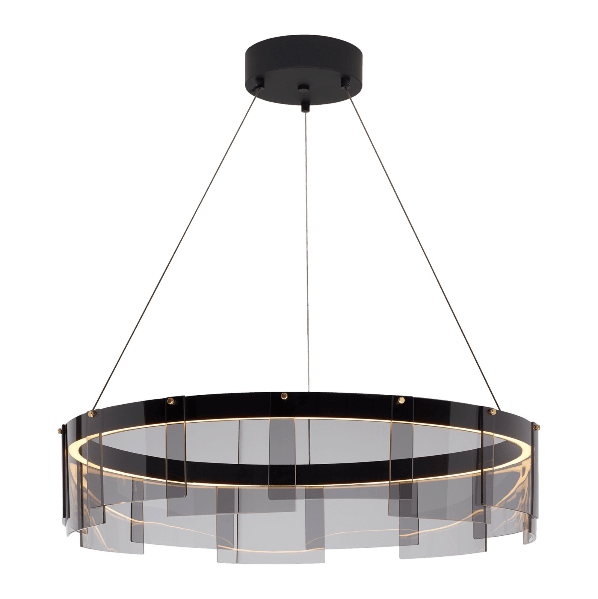 Eireriel Chandelier LED Ring Black Glass Modern
