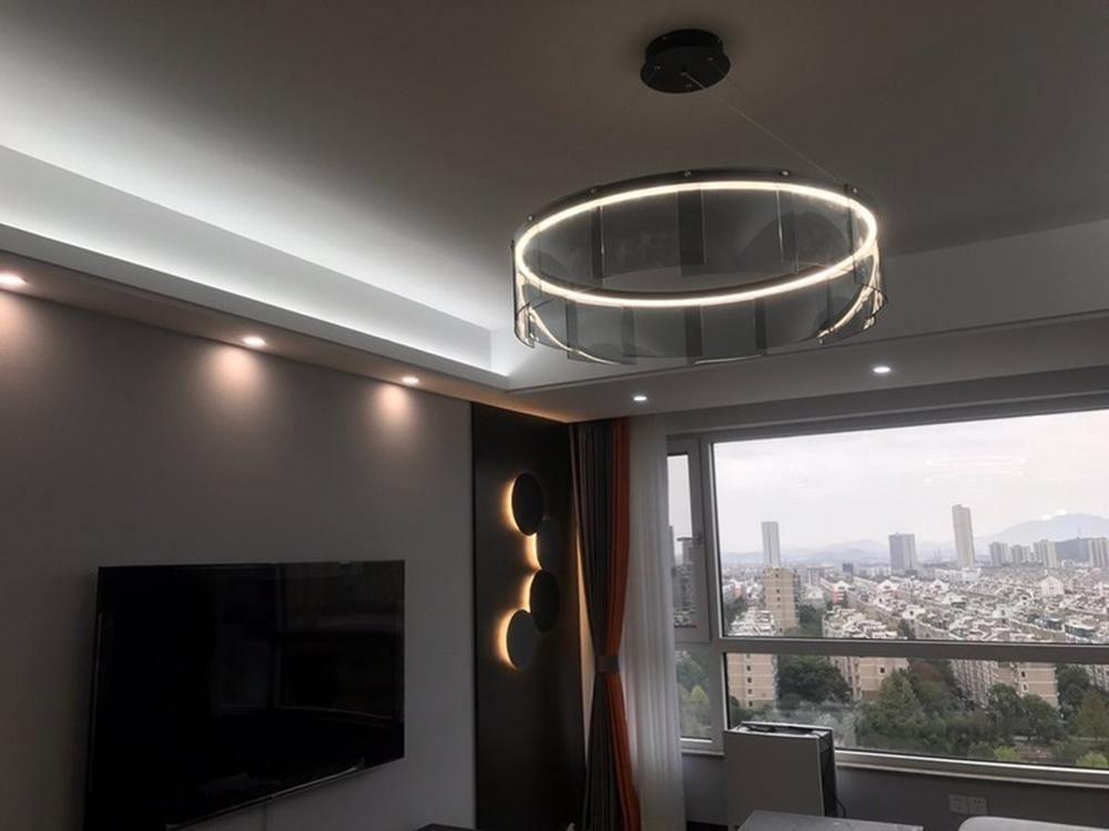 Eireriel Chandelier LED Ring Black Glass Modern