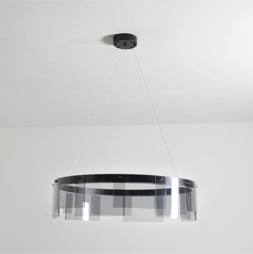Eireriel Chandelier LED Ring Black Glass Modern