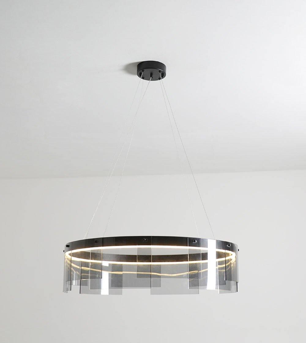 Eireriel Chandelier LED Ring Black Glass Modern