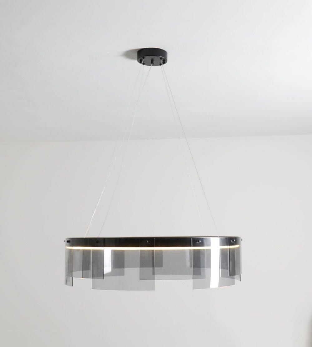 Eireriel Chandelier LED Ring Black Glass Modern