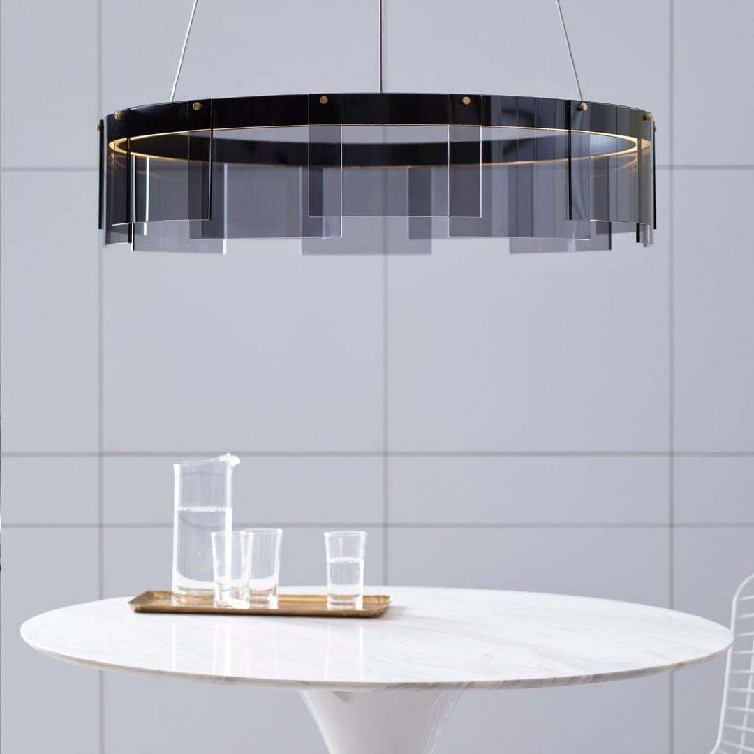 Eireriel Chandelier LED Ring Black Glass Modern