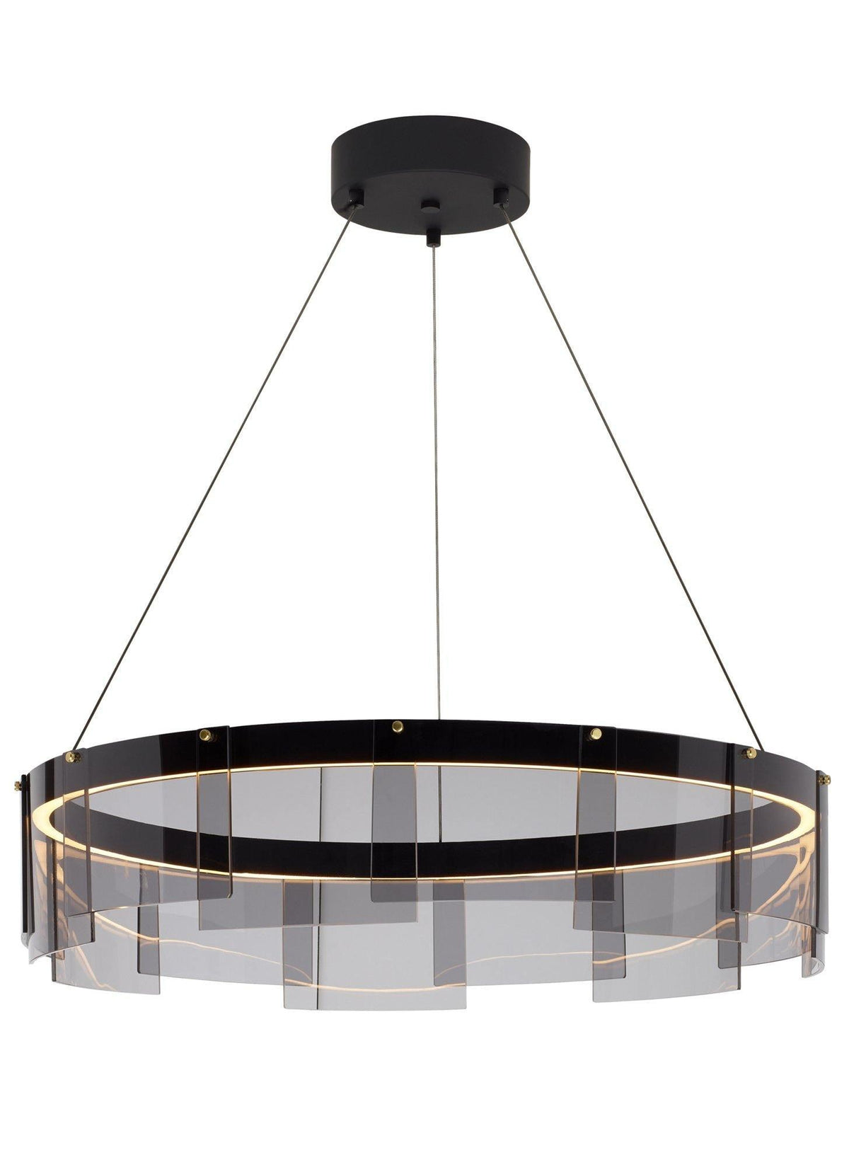 Eireriel Chandelier LED Ring Black Glass Modern