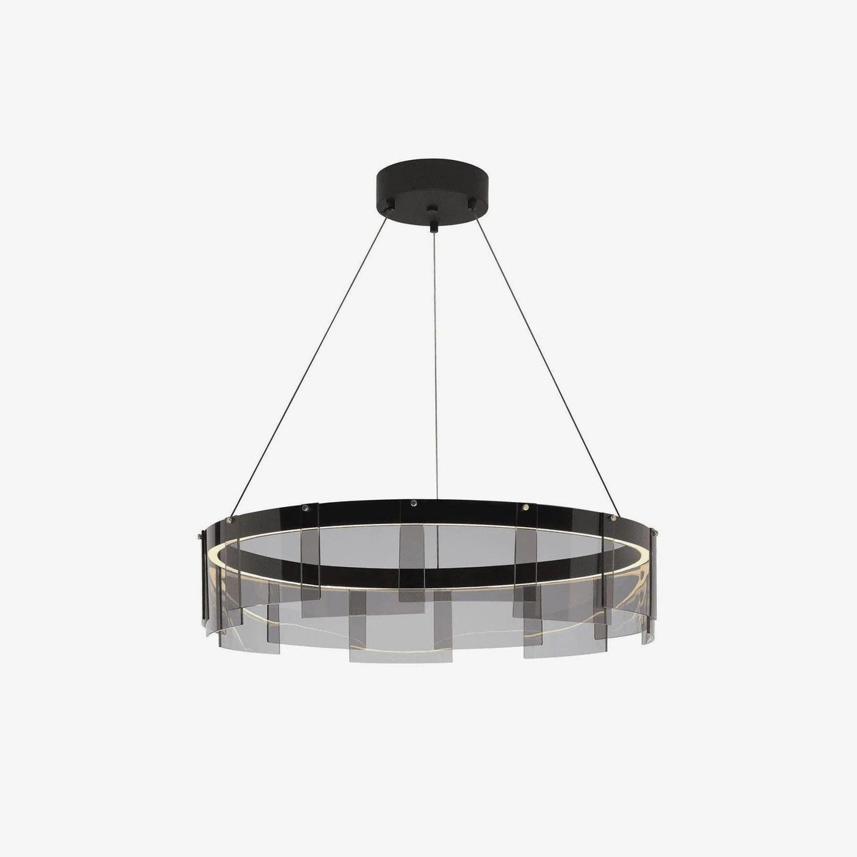 Eireriel Chandelier LED Ring Black Glass Modern
