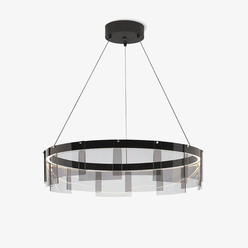 Eireriel Chandelier LED Ring Black Glass Modern