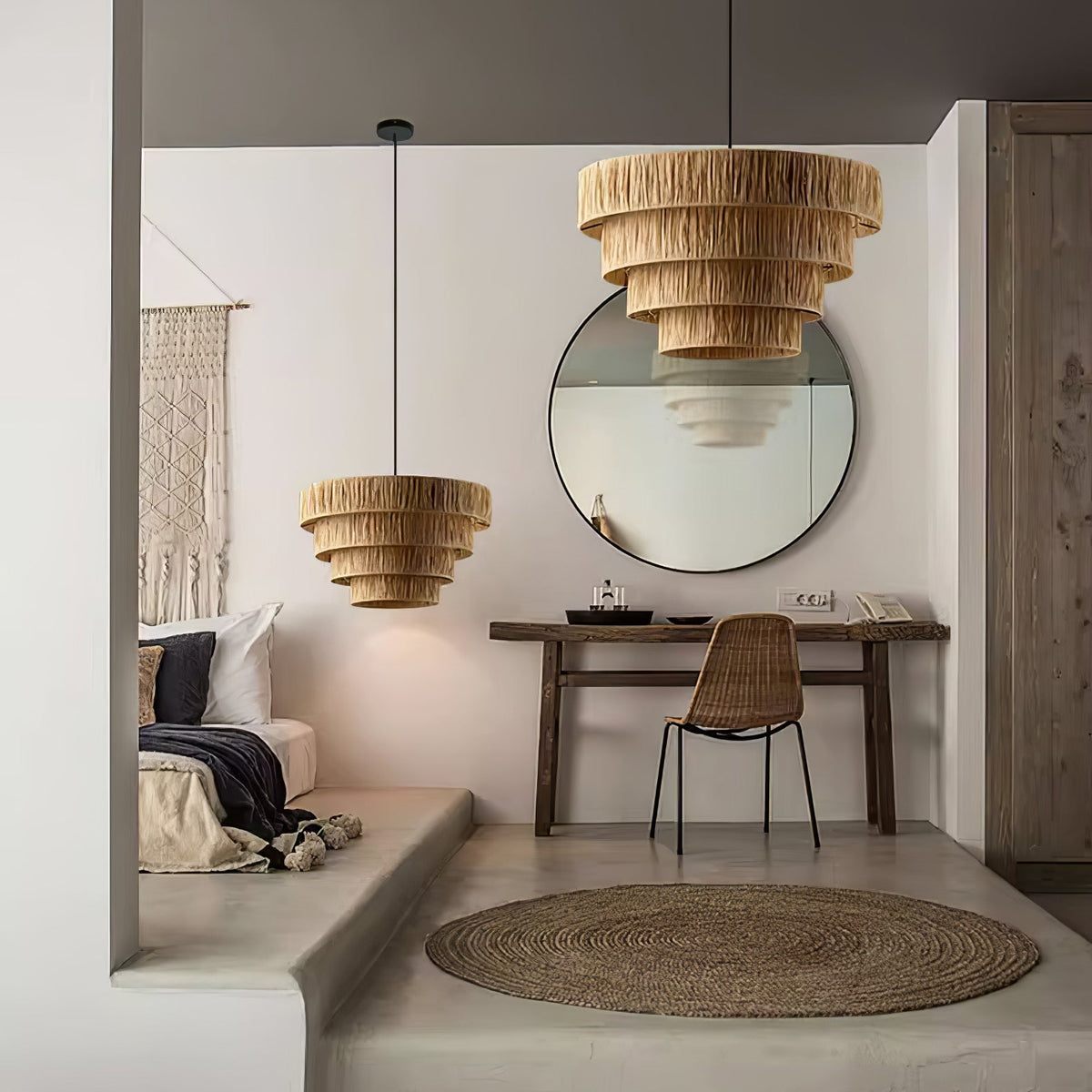 Thyra Straw Traditional Retro Pendant Light