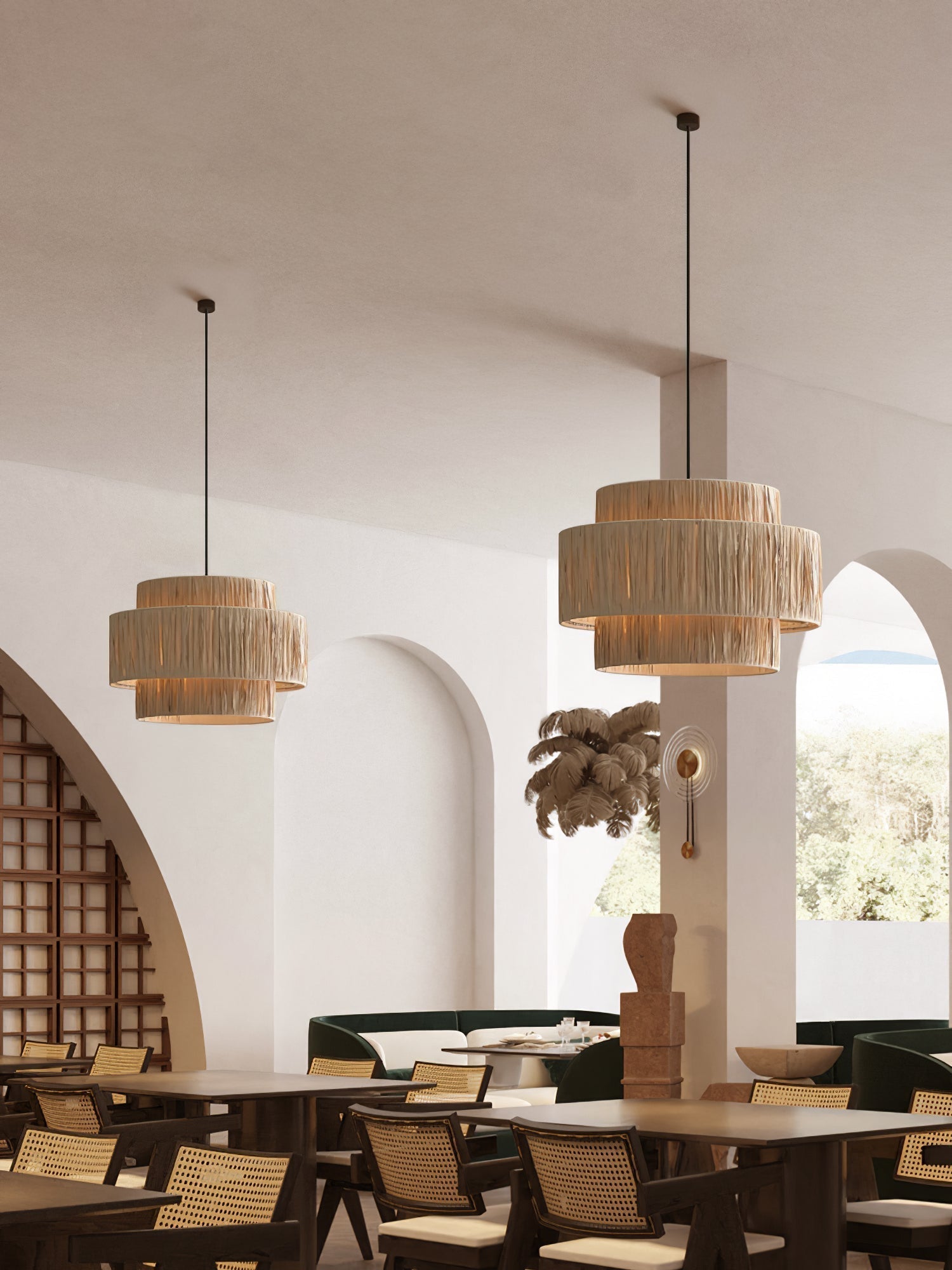 Thyra Straw Traditional Retro Pendant Light