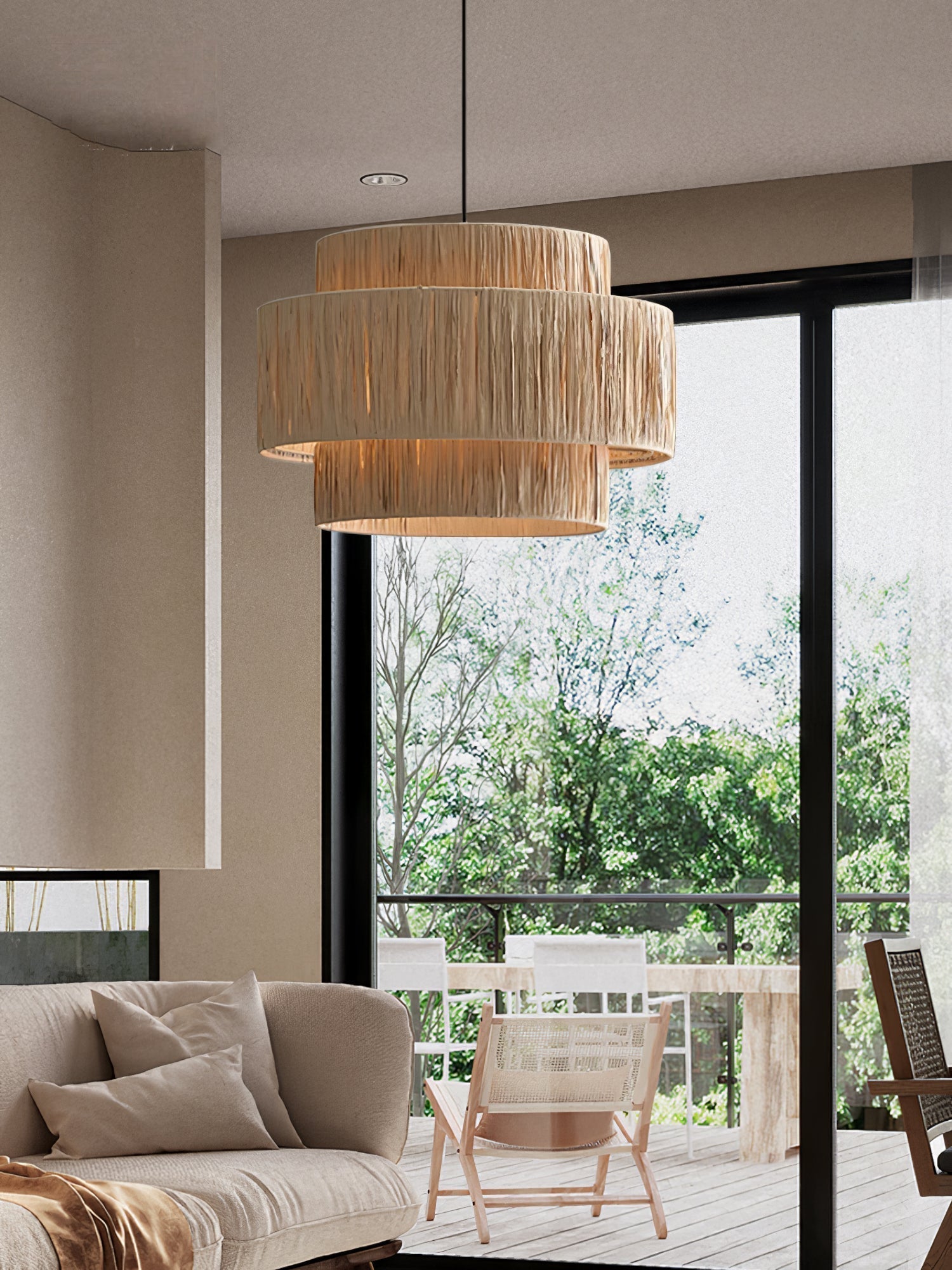 Thyra Straw Traditional Retro Pendant Light