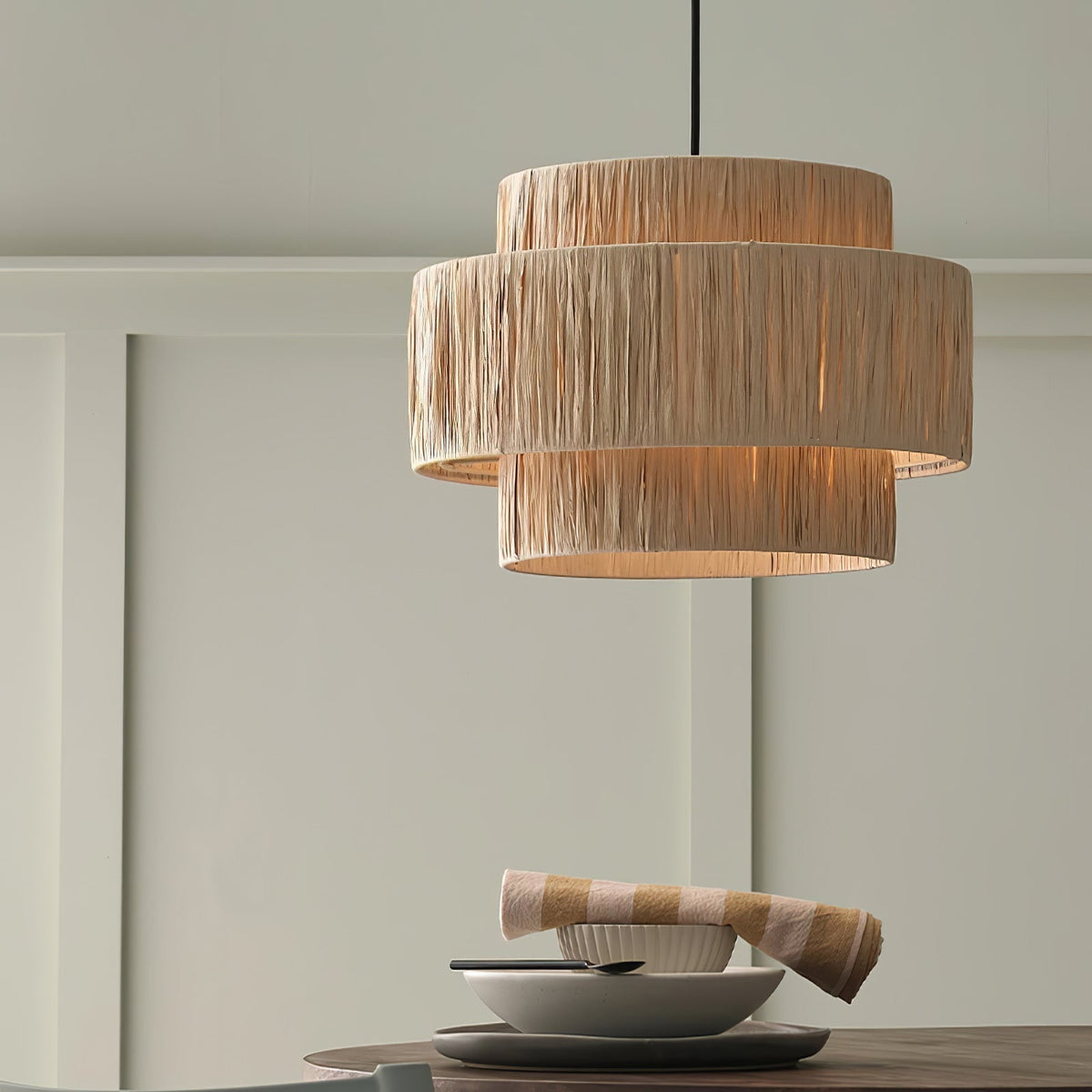 Thyra Straw Traditional Retro Pendant Light