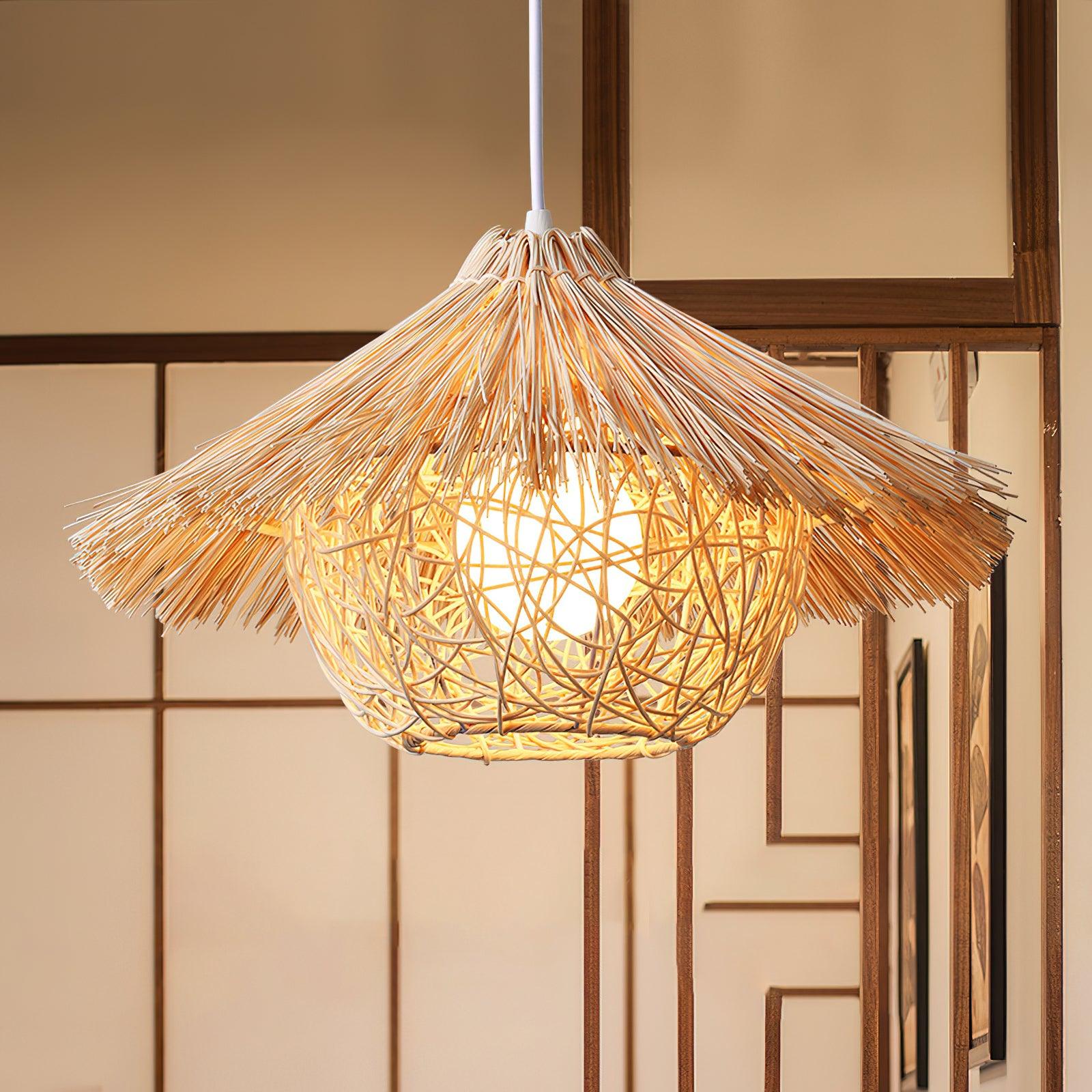 Sunell Straw Hat Rattan Pendant Light