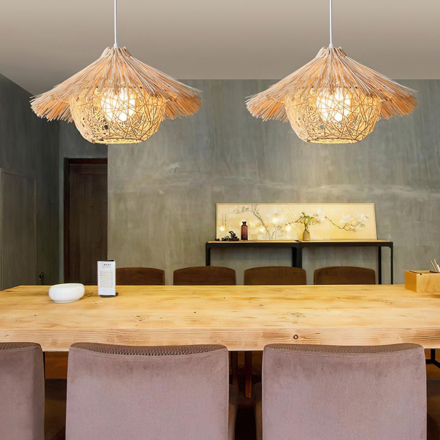 Sunell Straw Hat Rattan Pendant Light