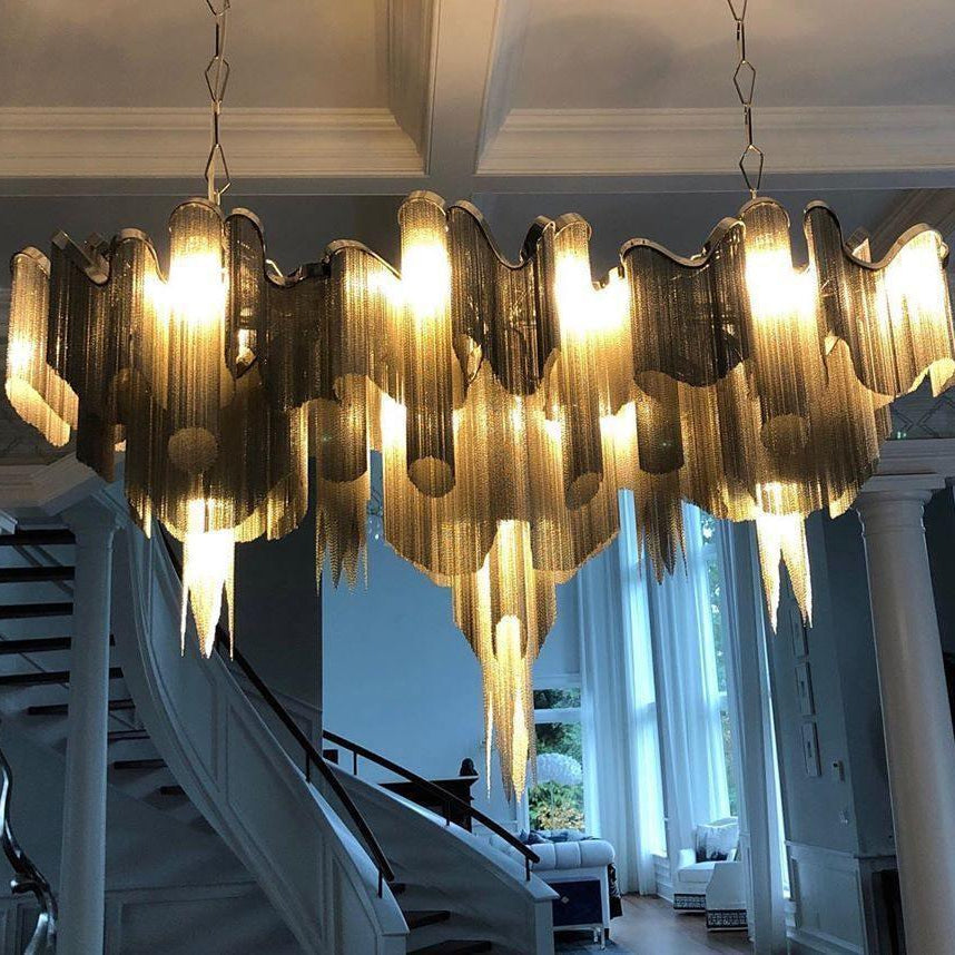 Lustra Pendant Lamp Stream Chain Nickel - Neutral Decor