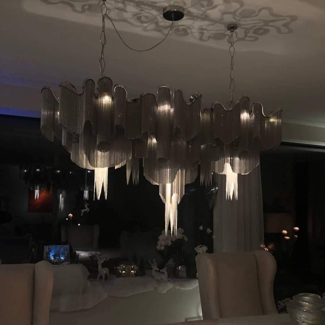 Lustra Pendant Lamp Stream Chain Nickel - Neutral Decor