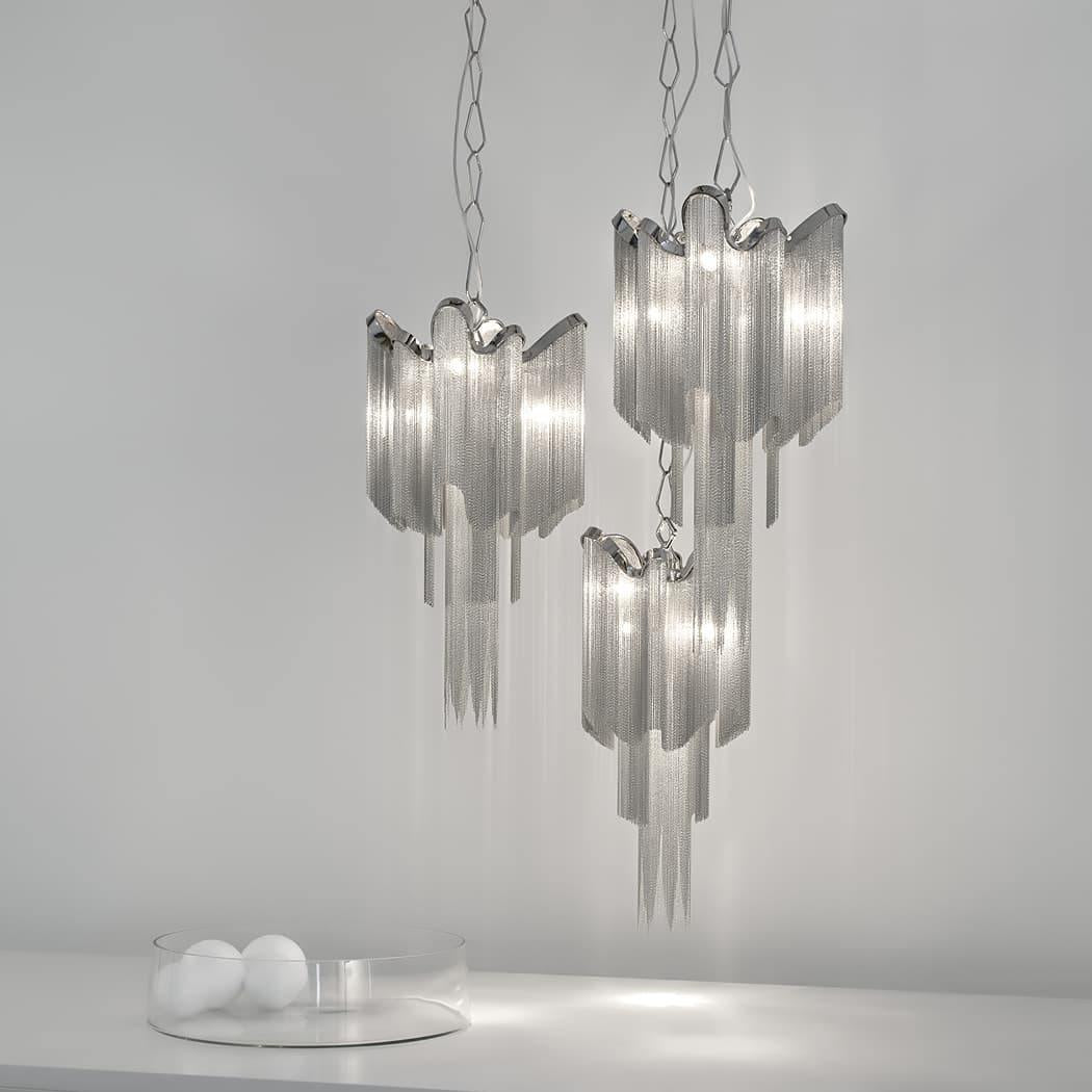 Lustra Pendant Lamp Stream Chain Nickel - Neutral Decor
