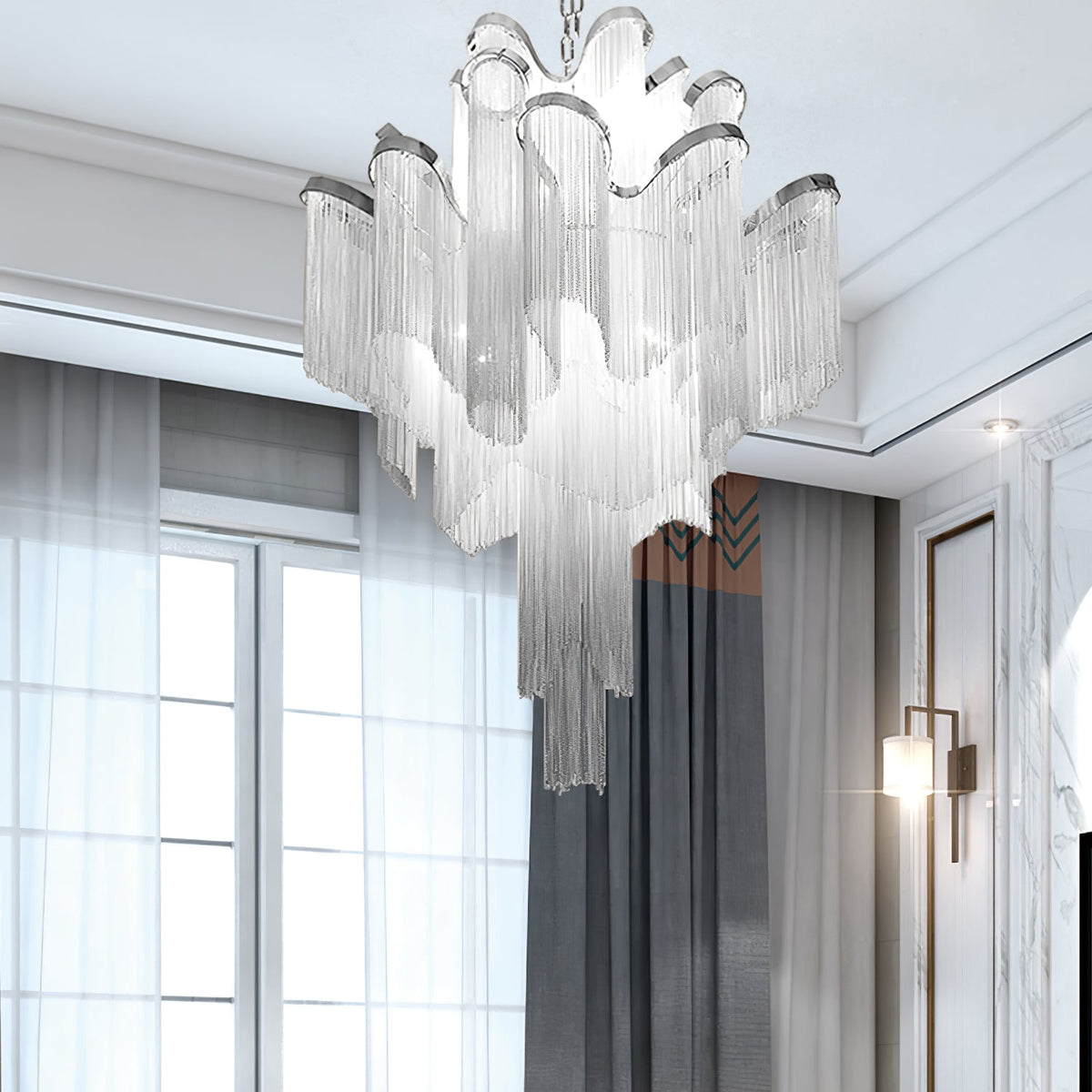 Lustra Pendant Lamp Stream Chain Nickel