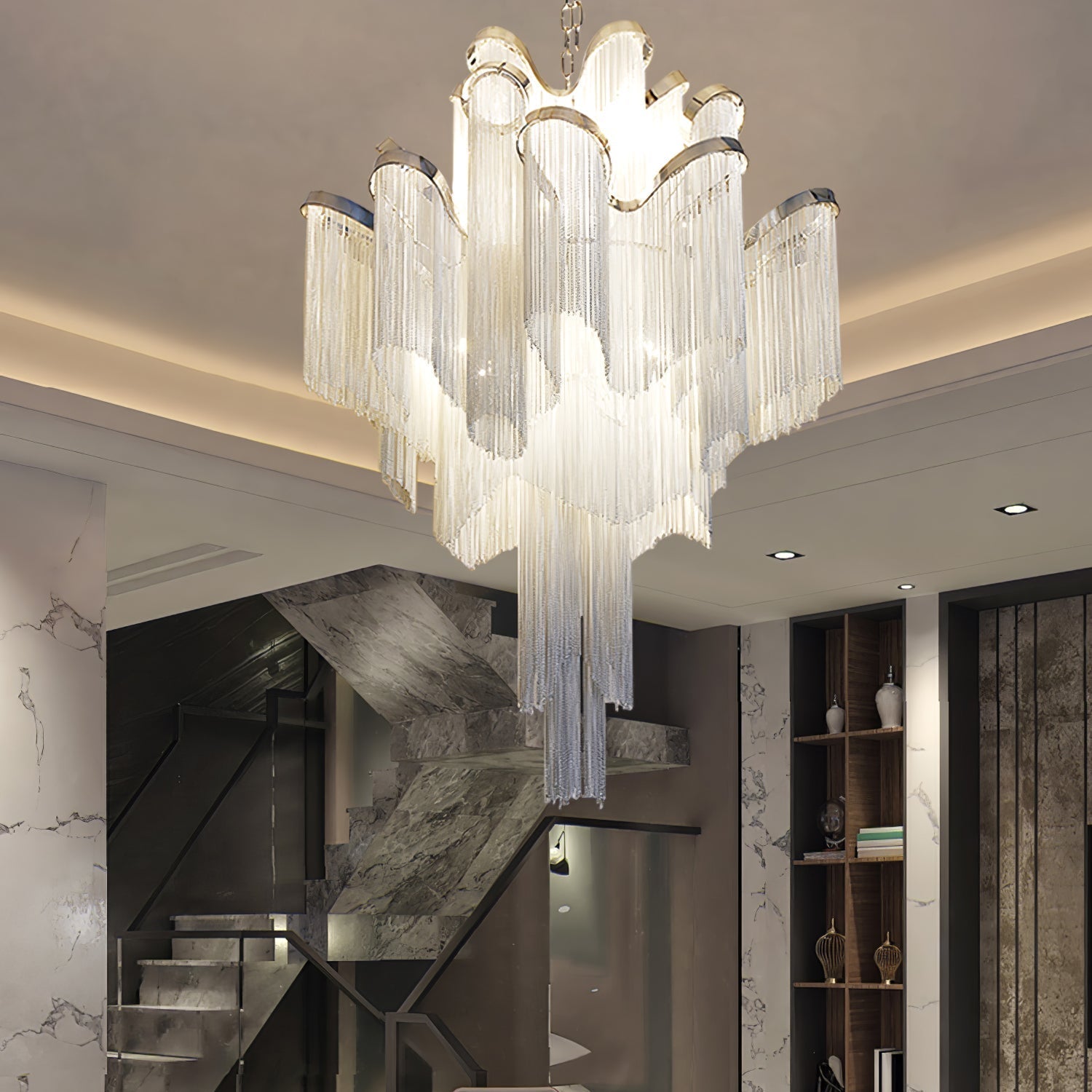Lustra Pendant Lamp Stream Chain Nickel