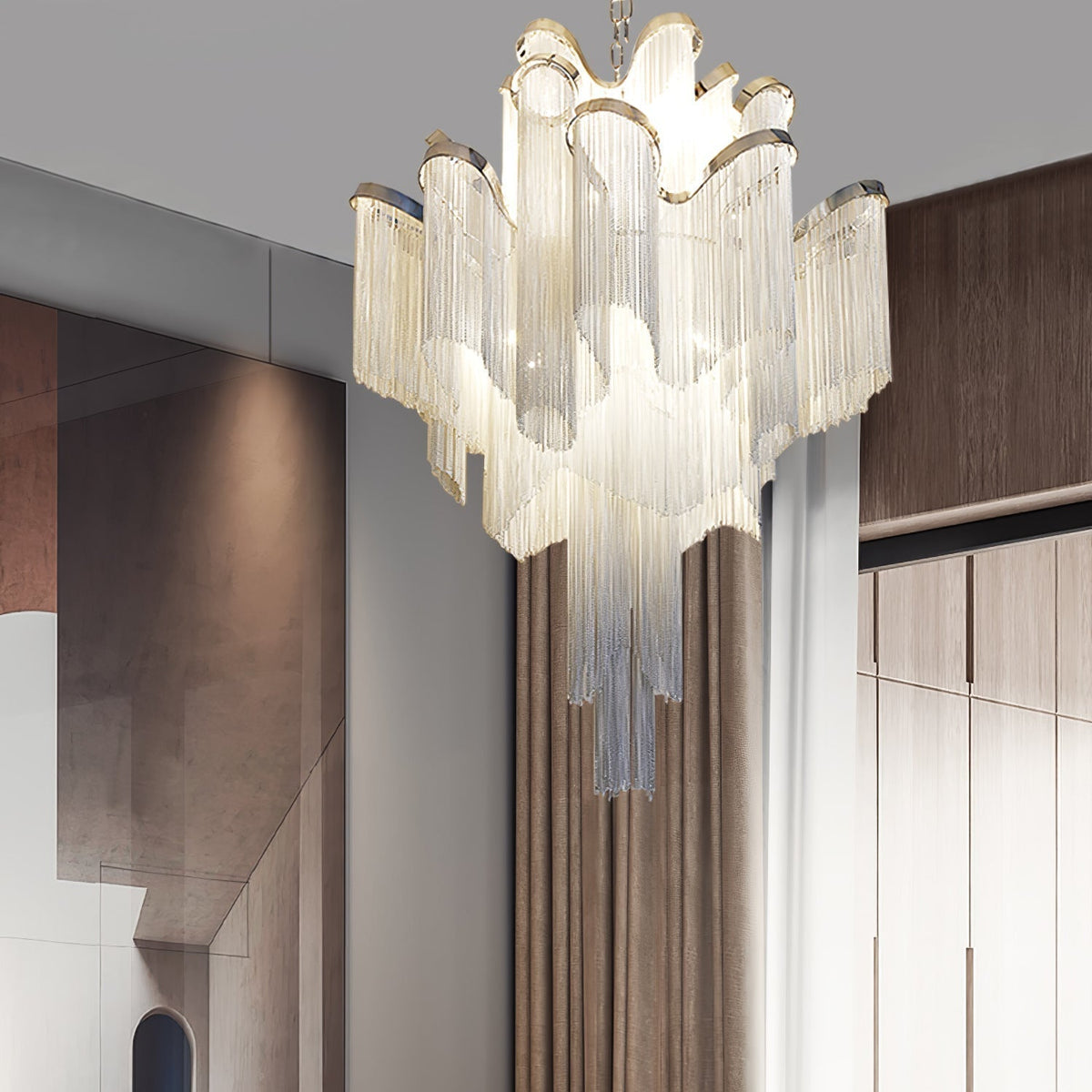 Lustra Pendant Lamp Stream Chain Nickel