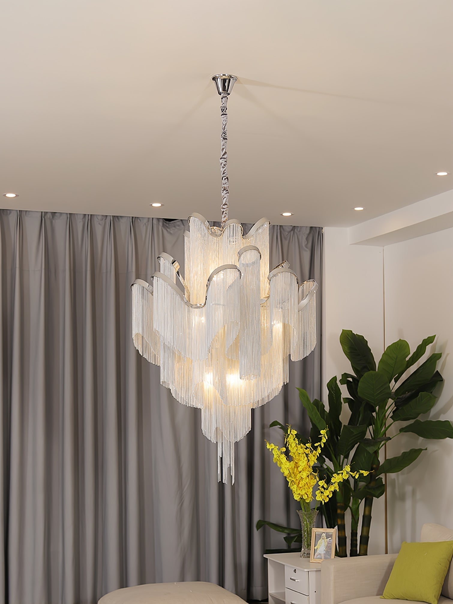 Lustra Pendant Lamp Stream Chain Nickel