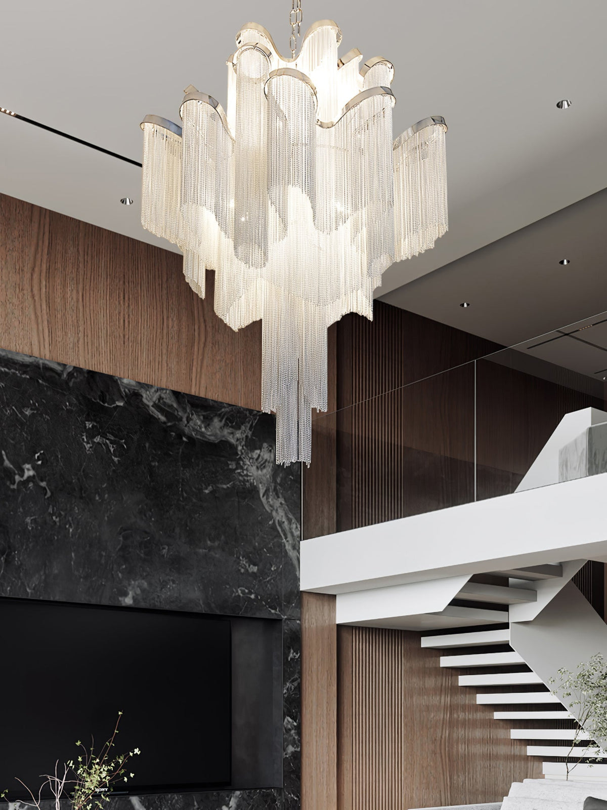 Lustra Pendant Lamp Stream Chain Nickel