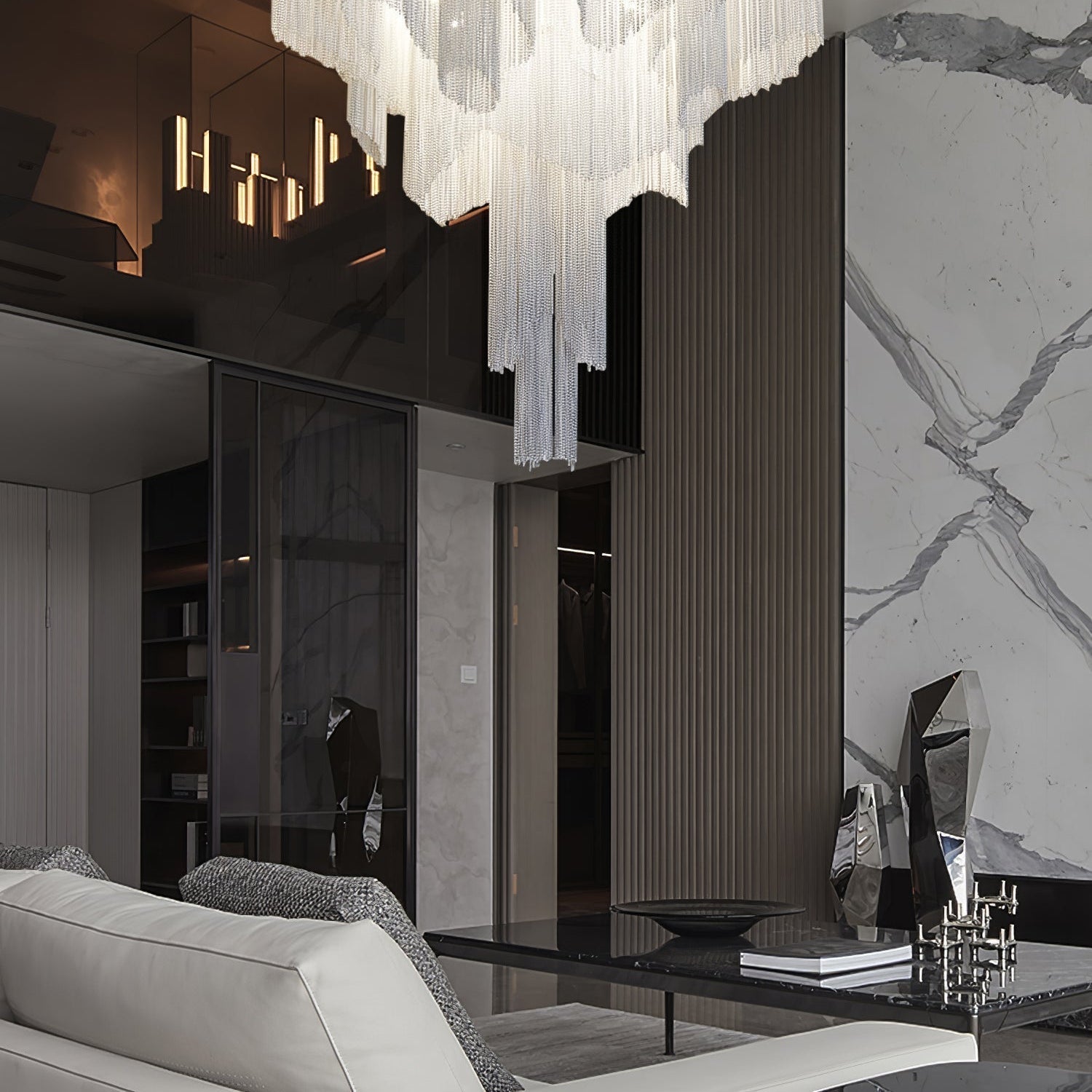 Lustra Pendant Lamp Stream Chain Nickel - Neutral Decor
