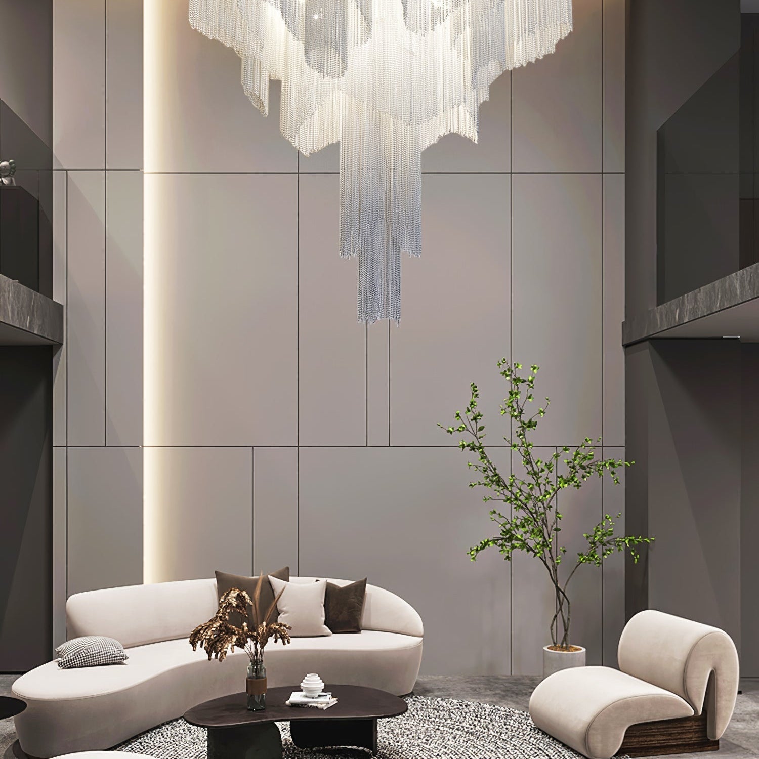 Lustra Pendant Lamp Stream Chain Nickel - Neutral Decor