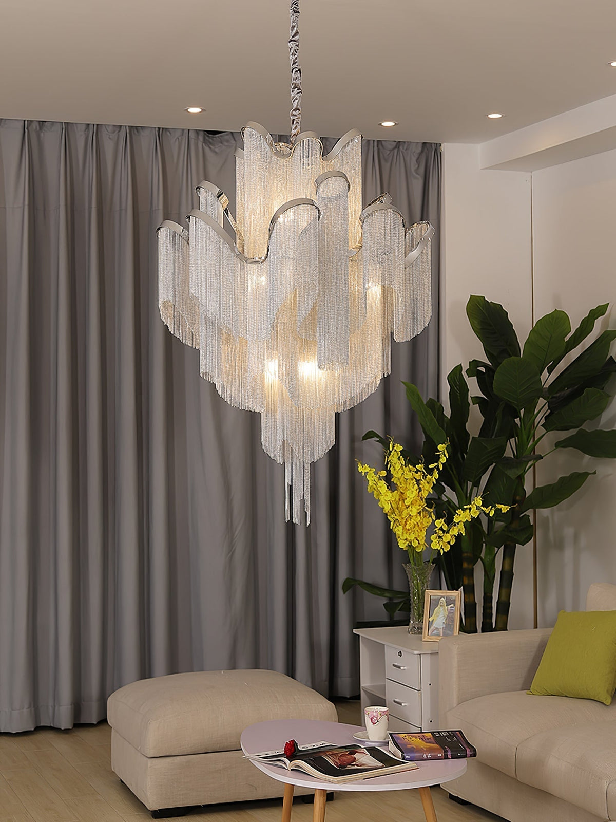 Lustra Pendant Lamp Stream Chain Nickel