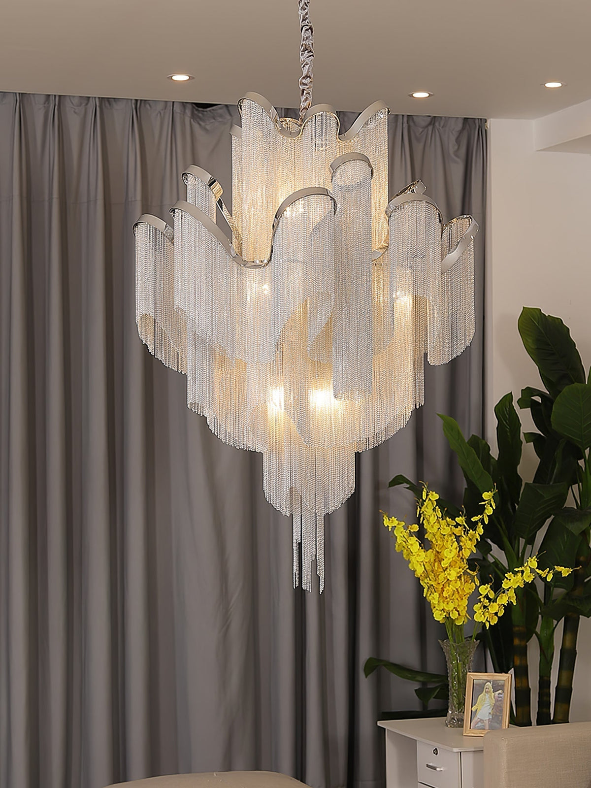 Lustra Pendant Lamp Stream Chain Nickel