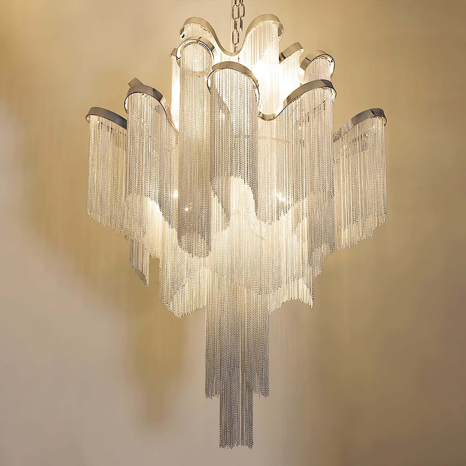 Lustra Pendant Lamp Stream Chain Nickel - Neutral Decor
