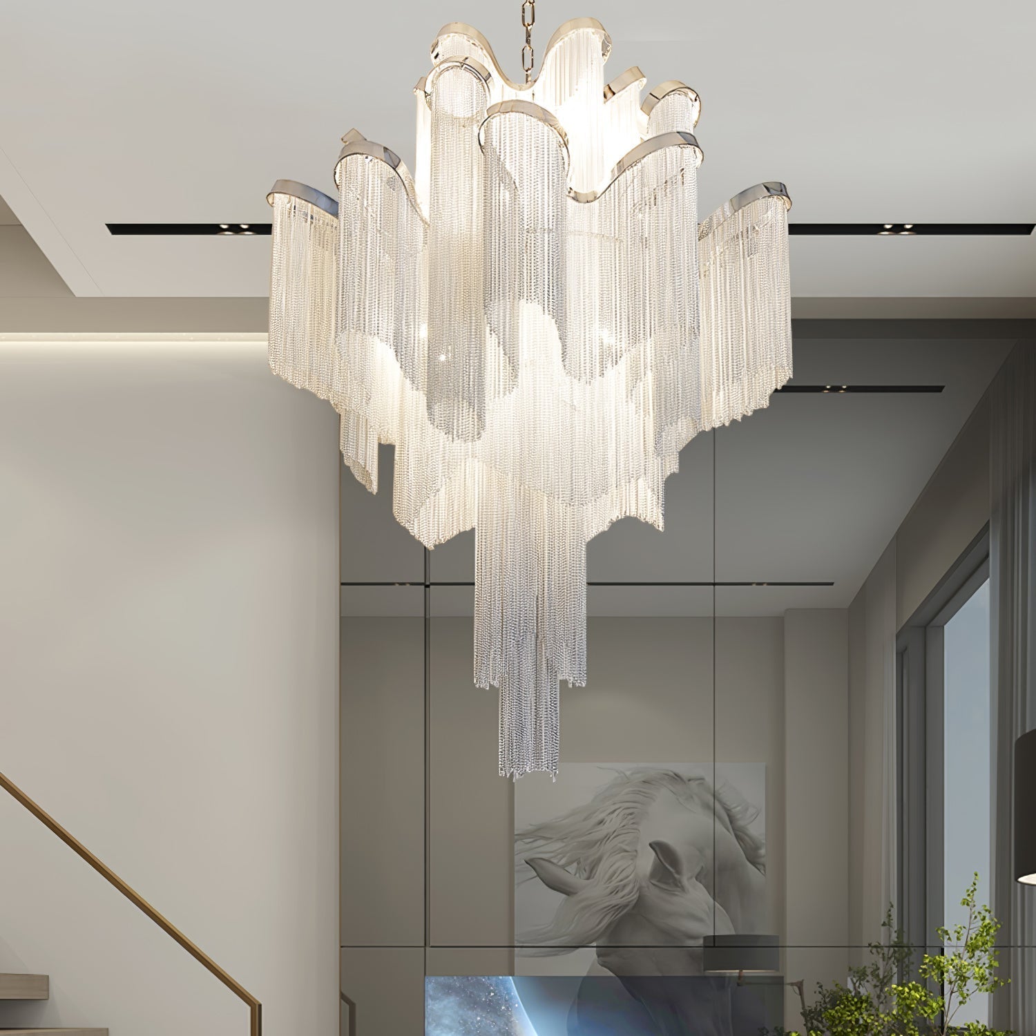 Lustra Pendant Lamp Stream Chain Nickel