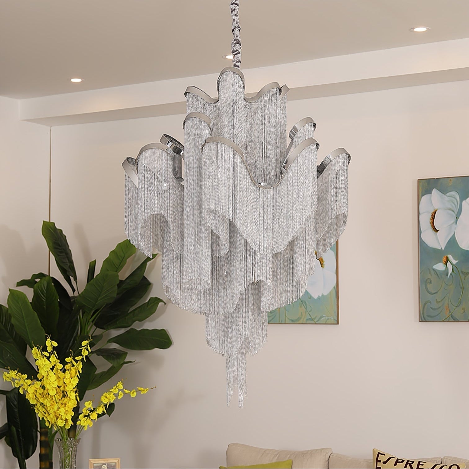 Lustra Pendant Lamp Stream Chain Nickel - Neutral Decor