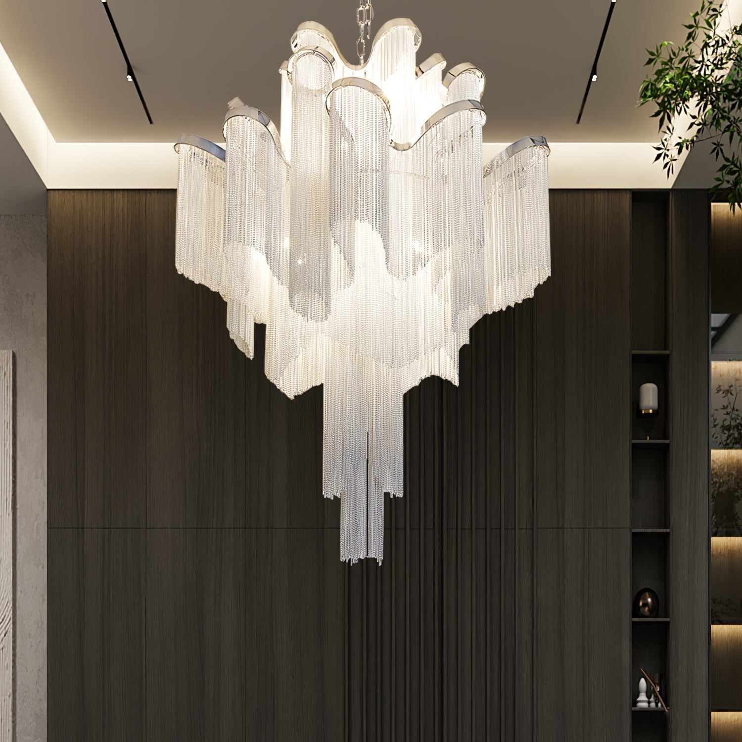 Lustra Pendant Lamp Stream Chain Nickel - Neutral Decor