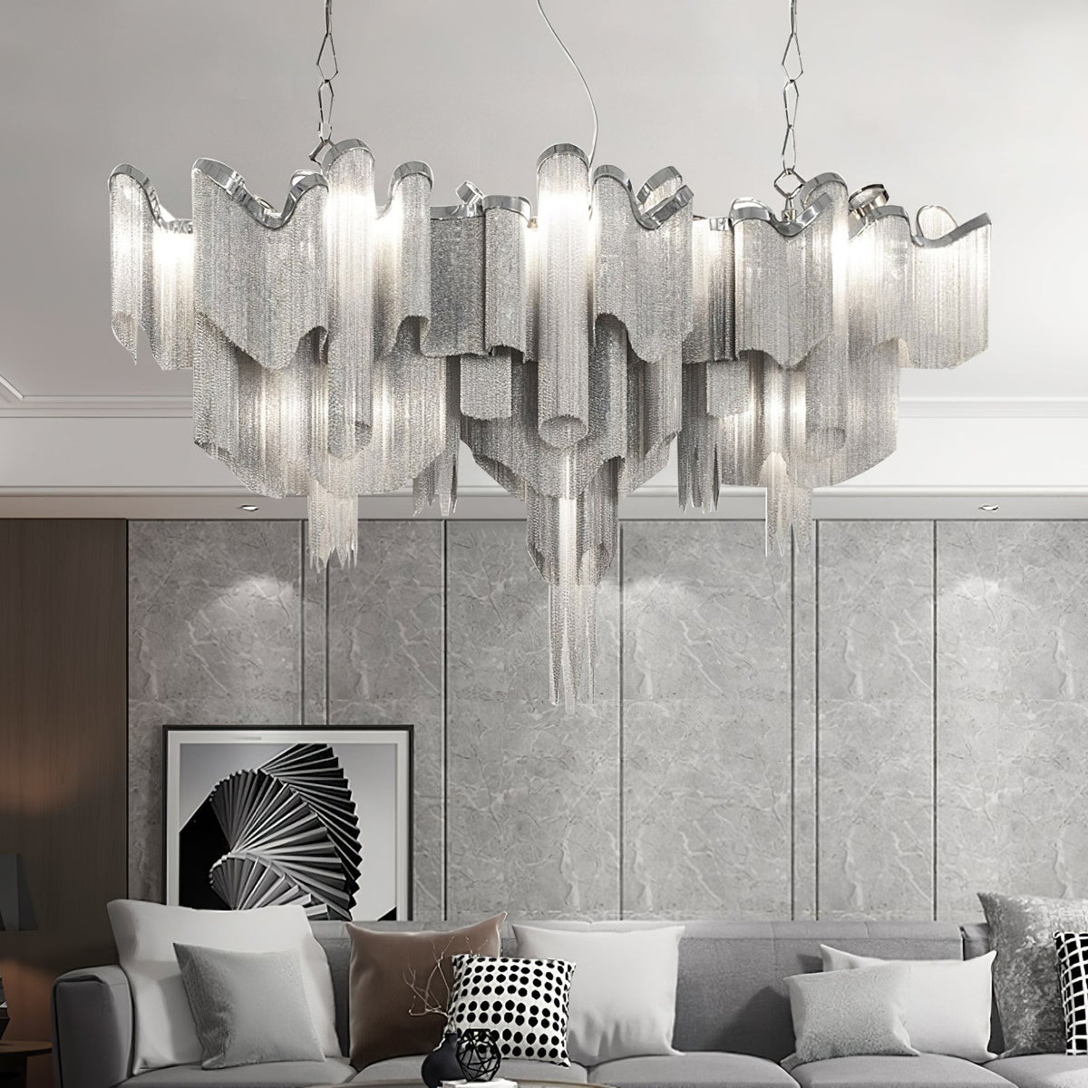 Lustra Pendant Lamp Stream Chain Nickel