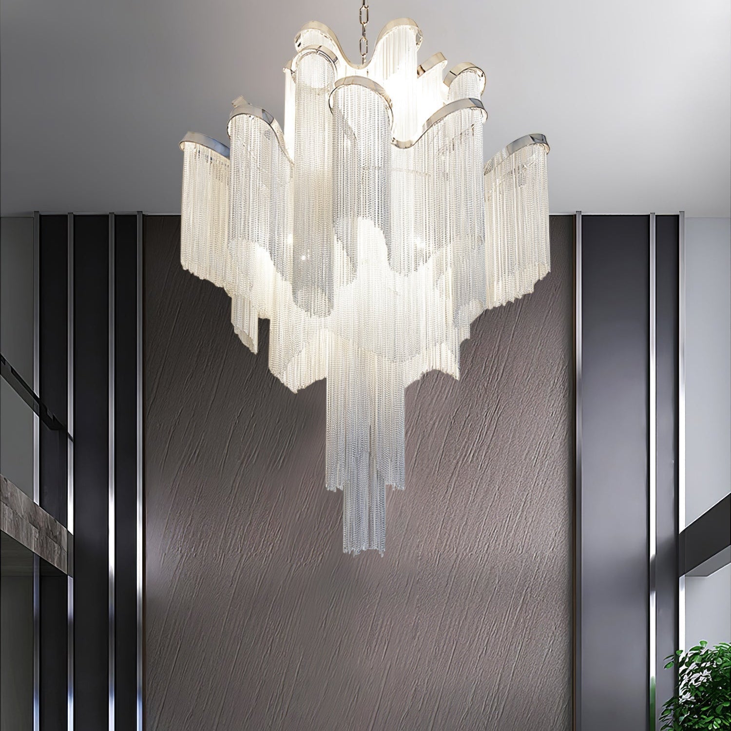 Lustra Pendant Lamp Stream Chain Nickel - Neutral Decor